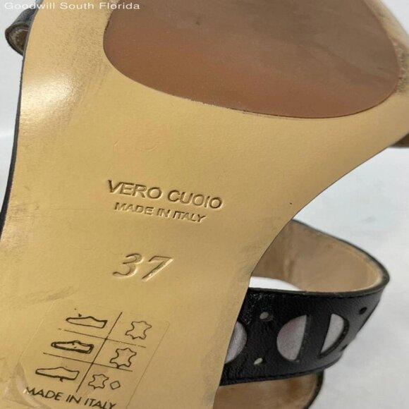 Axel Womens Black Open Toe Block Heel Back Zip Ankle Strap Sandals Size EU 37 - Picture 3 of 4